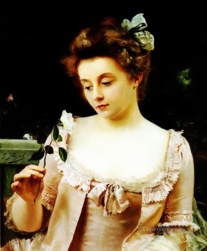  Gustav Canvas - A Rare Beauty lady portrait Gustave Jean Jacquet